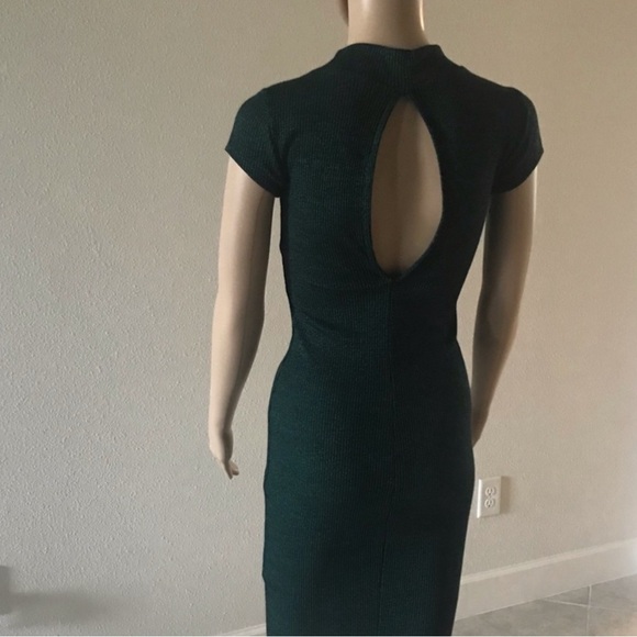 IRIS forest green bodycon ribbed dress - Picture 2 of 11